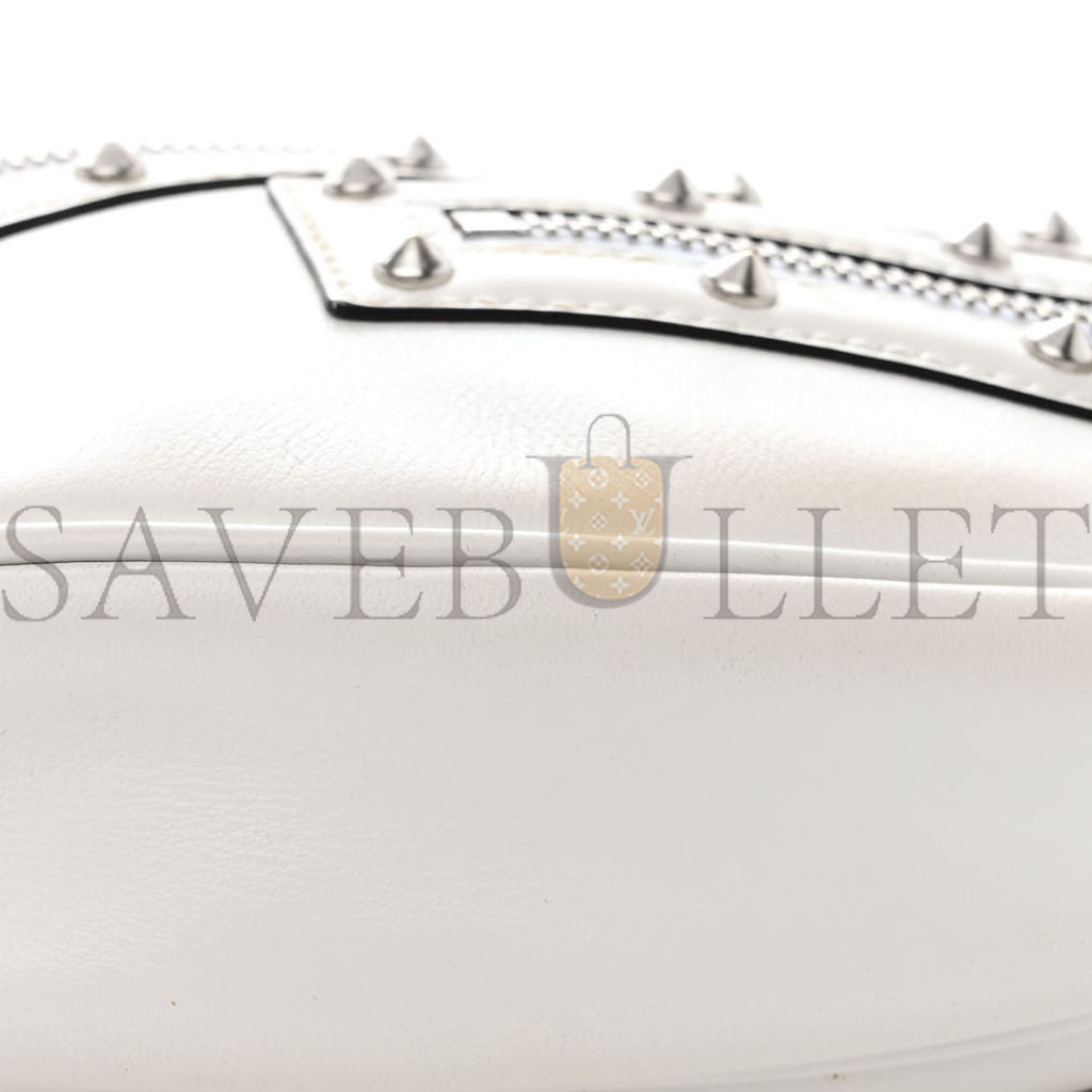 VERSACE CALFSKIN STUDDED SMALL REPEAT ZIP HOBO WHITE  (29*19*5cm)