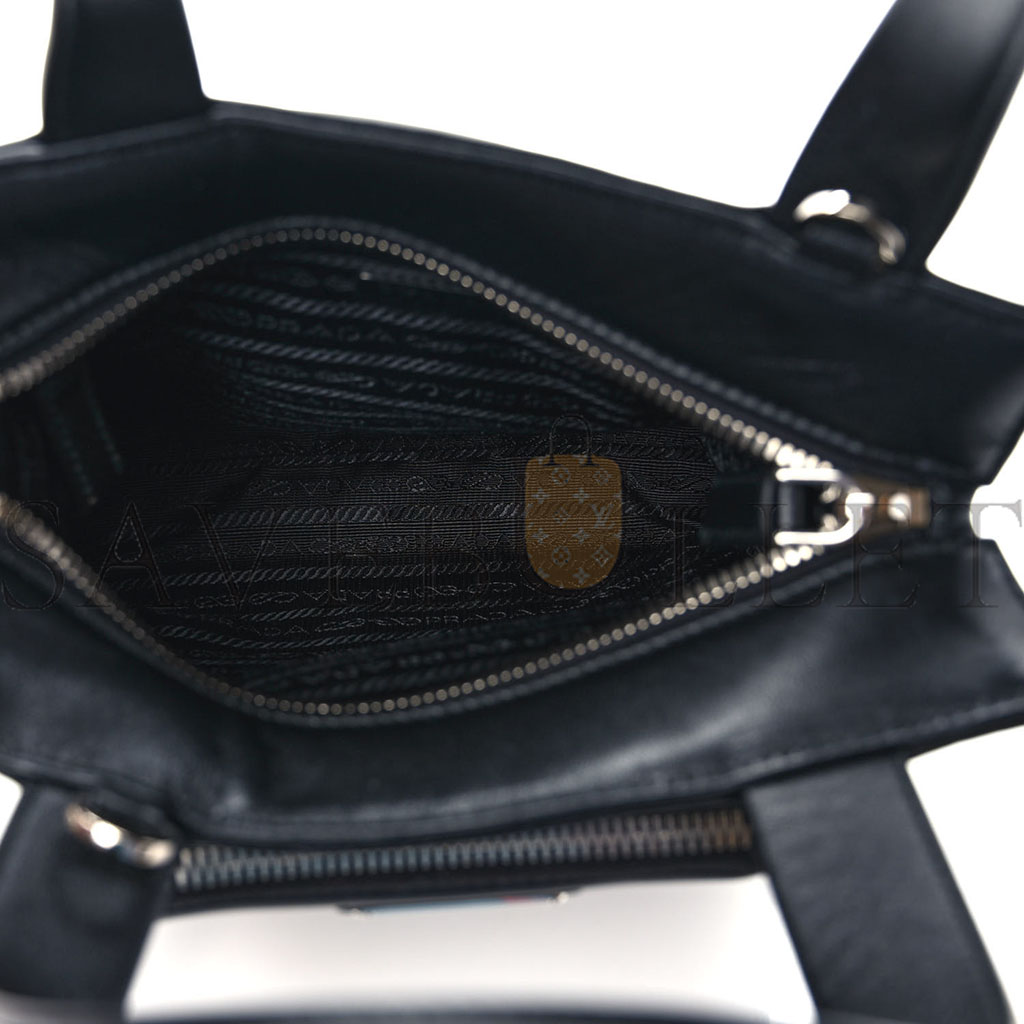 PRADA VITELLO DAINO MINI POCKET TOTE BLACK (19*17*10cm)