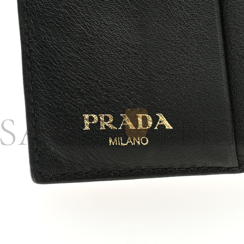 PRADA VITELLO MOVE TRI-FOLD COMPACT WALLET BLACK (11*10*1cm)