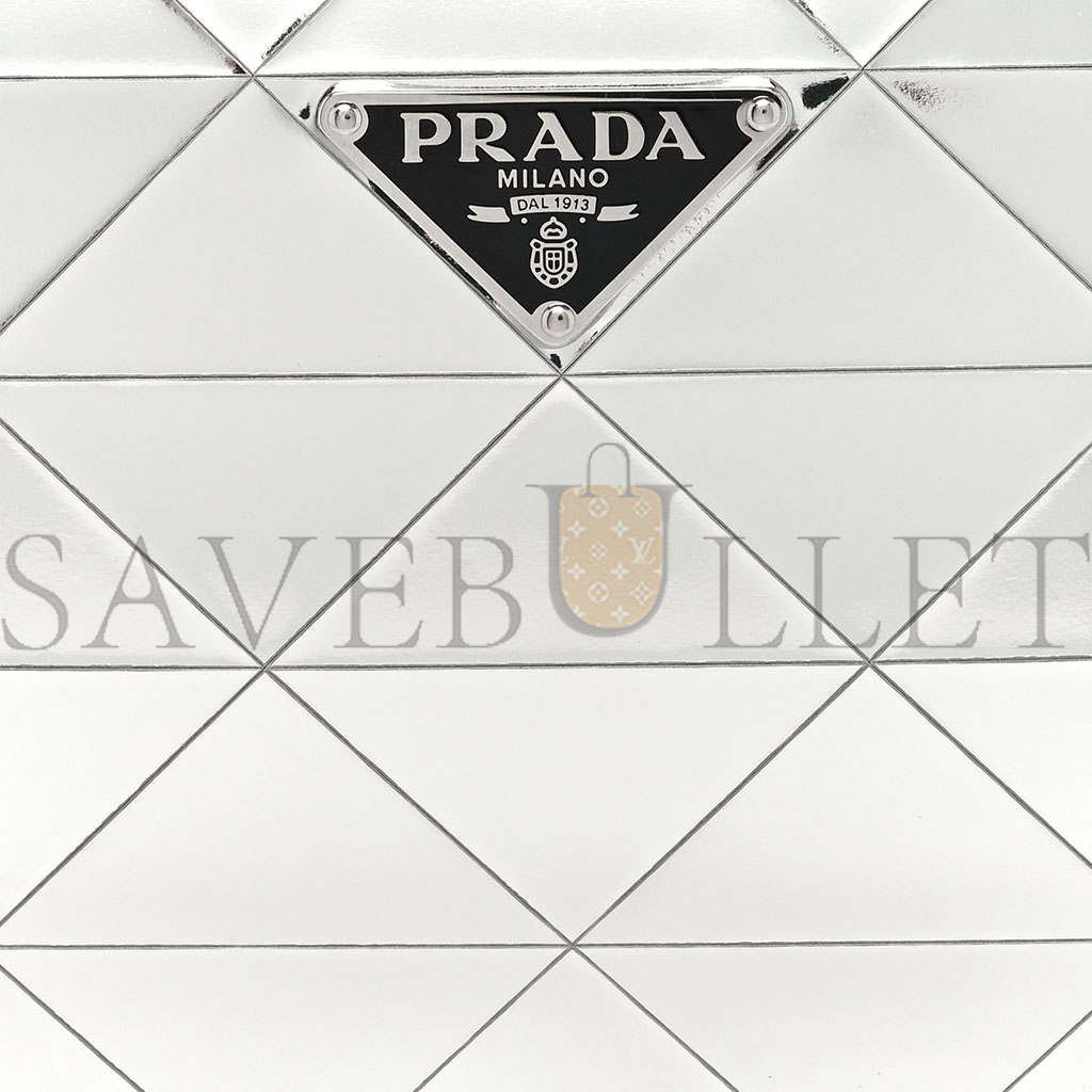 PRADA METALLIC BRUSHED CALFSKIN MINI TRIANGLE BAG SILVER (20*12*4cm)