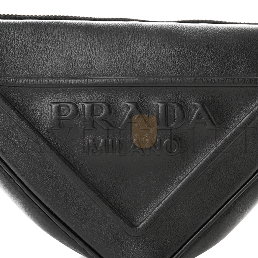 PRADA GRACE LUX TRIANGLE SHOULDER BAG BLACK (25*15*11cm)