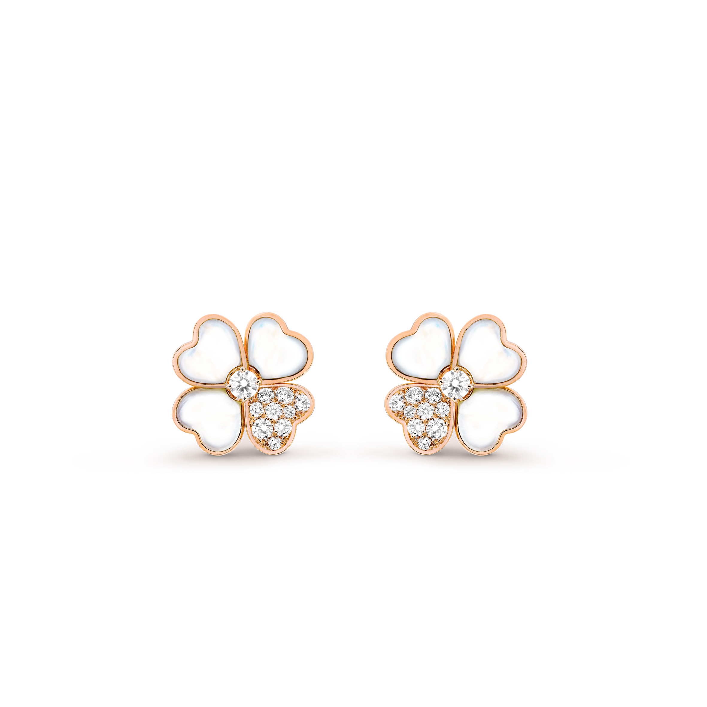 VAN CLEEF ARPELS COSMOS EARRINGS, SMALL MODEL - ROSE GOLD, DIAMOND, MOTHER-OF-PEARL  VCARO5BX00