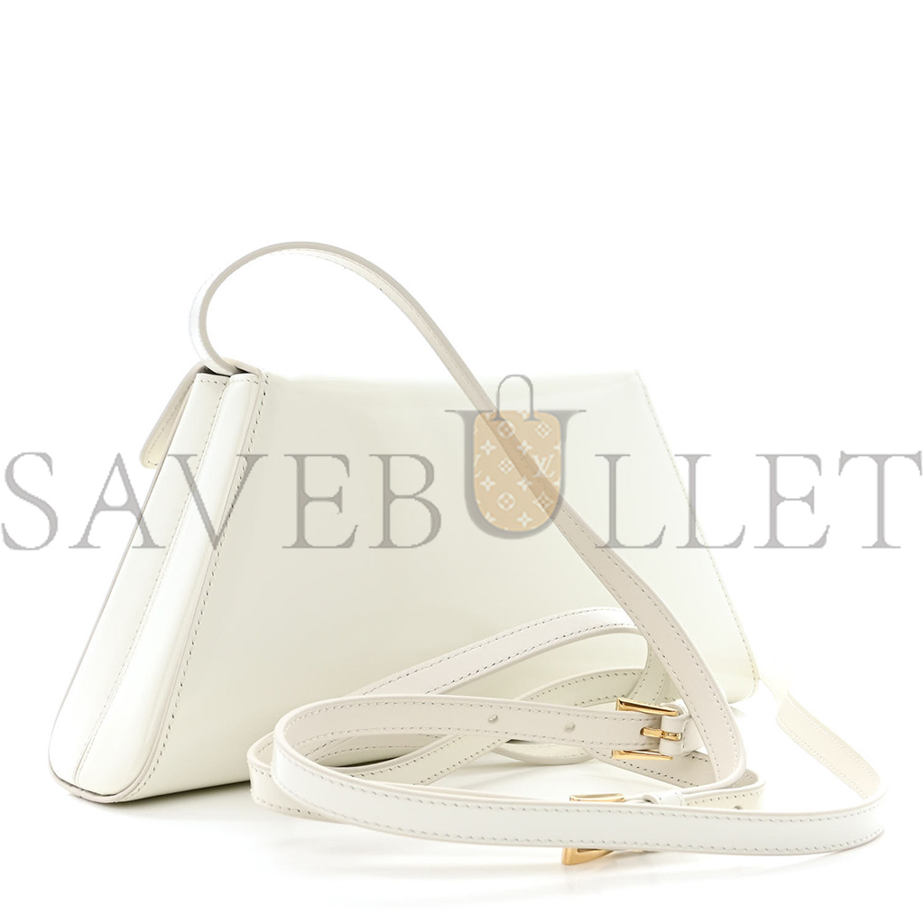 PRADA SPAZZOLATO FLAP SHOULDER BAG WHITE (29*14*6cm)