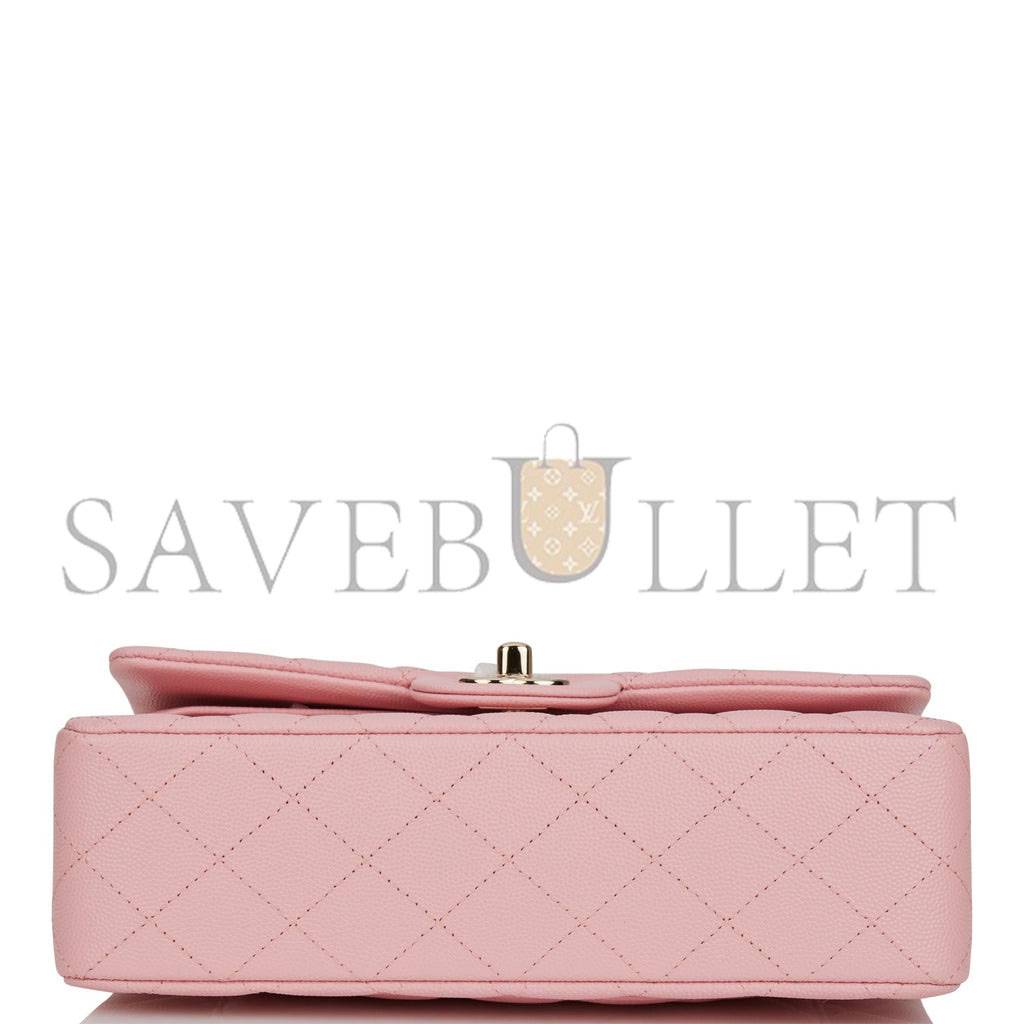 CHANEL SMALL CLASSIC DOUBLE FLAP PINK CAVIAR LIGHT GOLD HARDWARE (23*13*6cm)