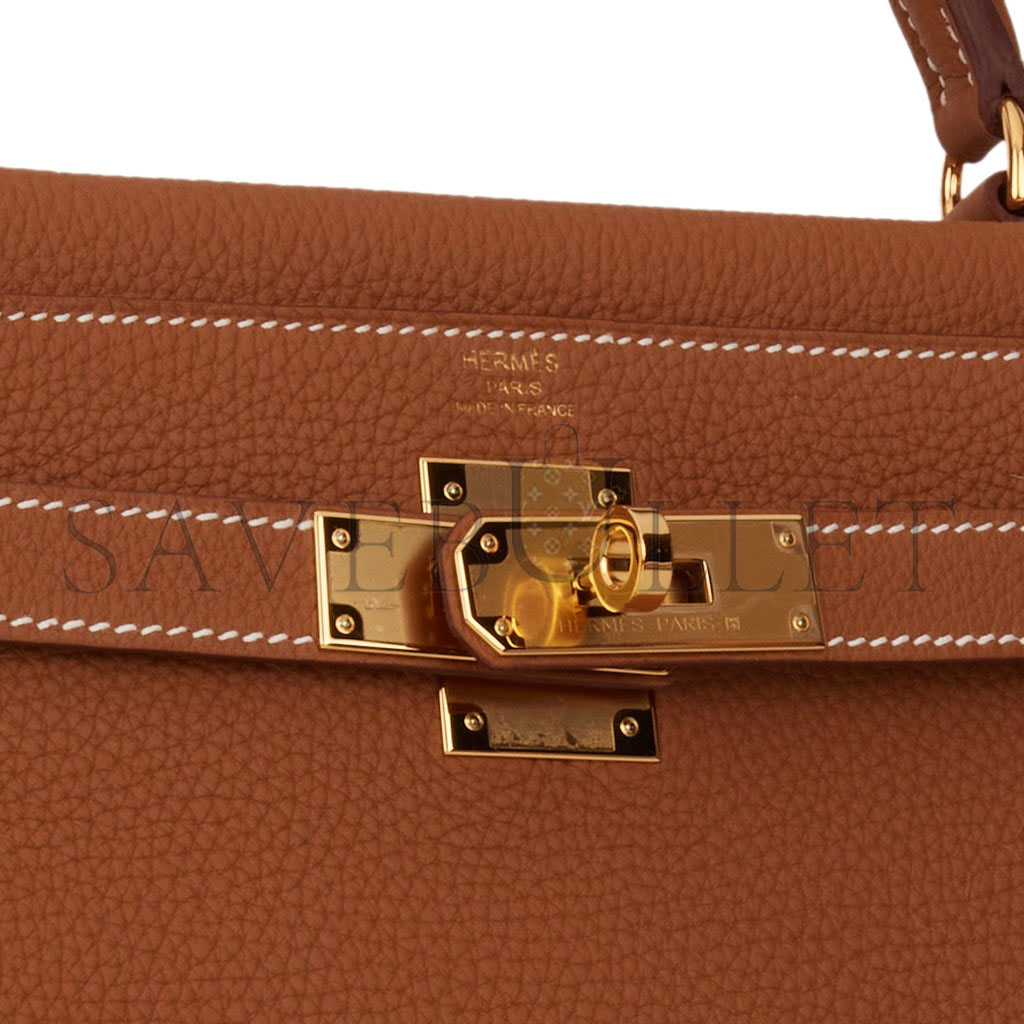 HERMES KELLY RETOURNE 28 GOLD TOGO GOLD HARDWARE  (28*22*10cm)