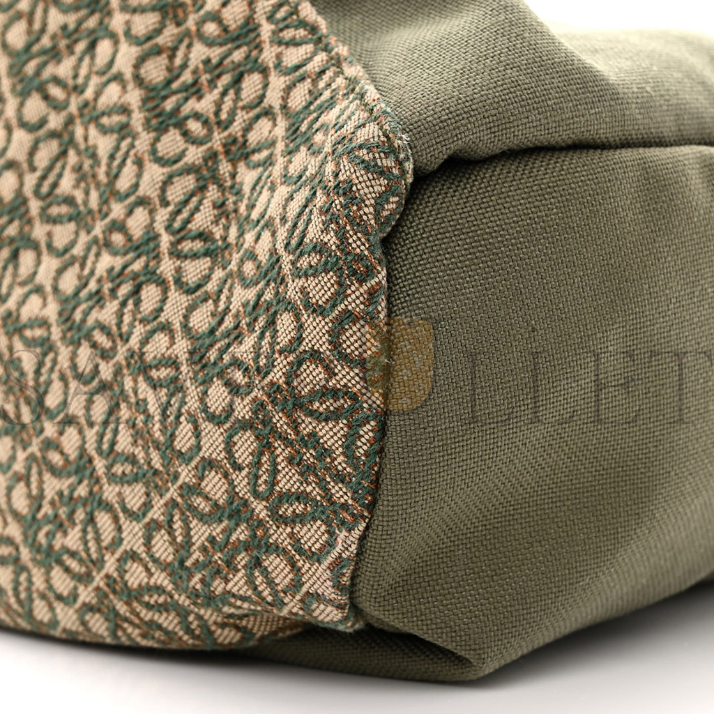 LOEWE JACQUARD ANAGRAM CALFSKIN ANTON SLING AVOCADO GREEN (34*20*10cm)