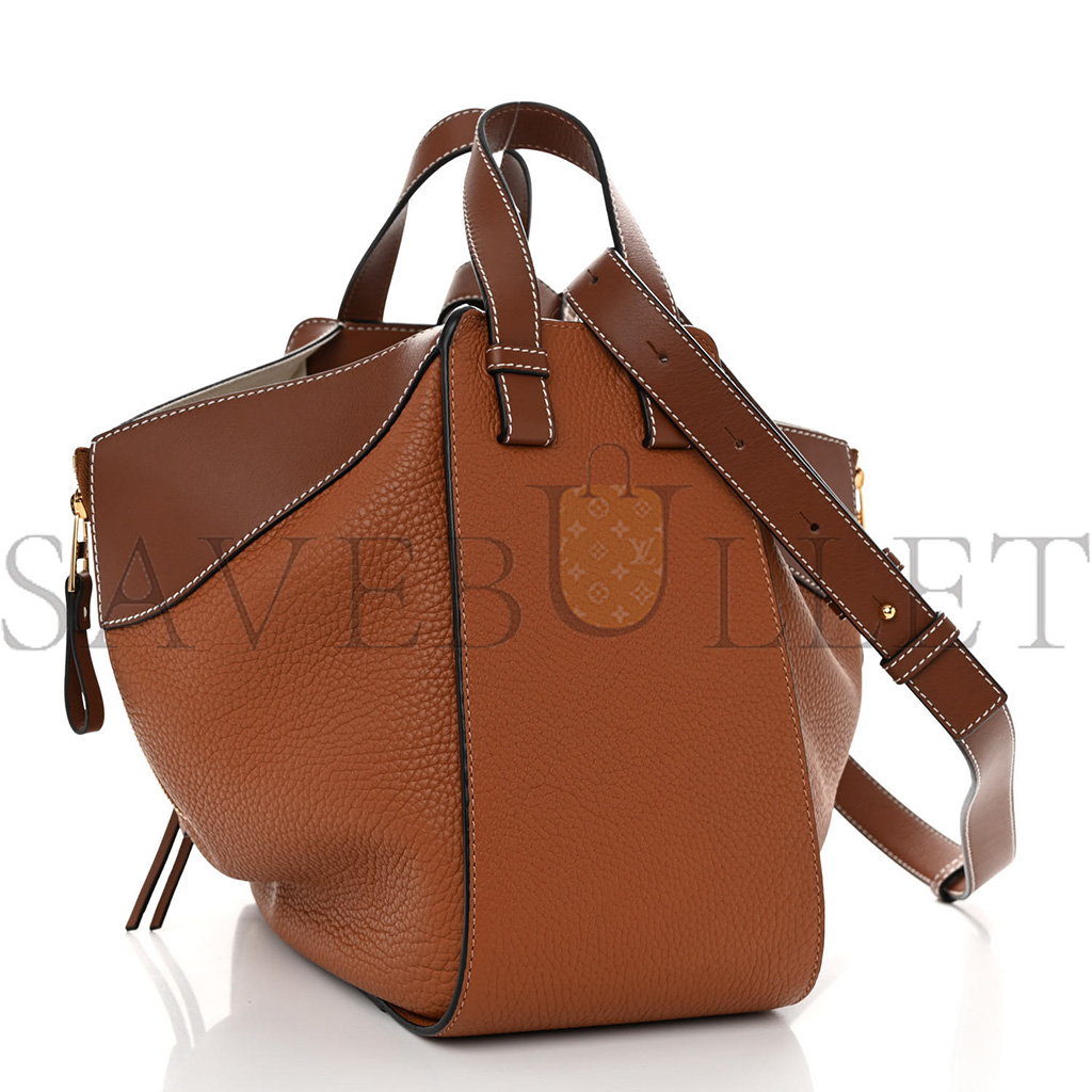 LOEWE GRAINED CALFSKIN SMALL HAMMOCK SHOULDER BAG TAN (30*25*13.5cm)