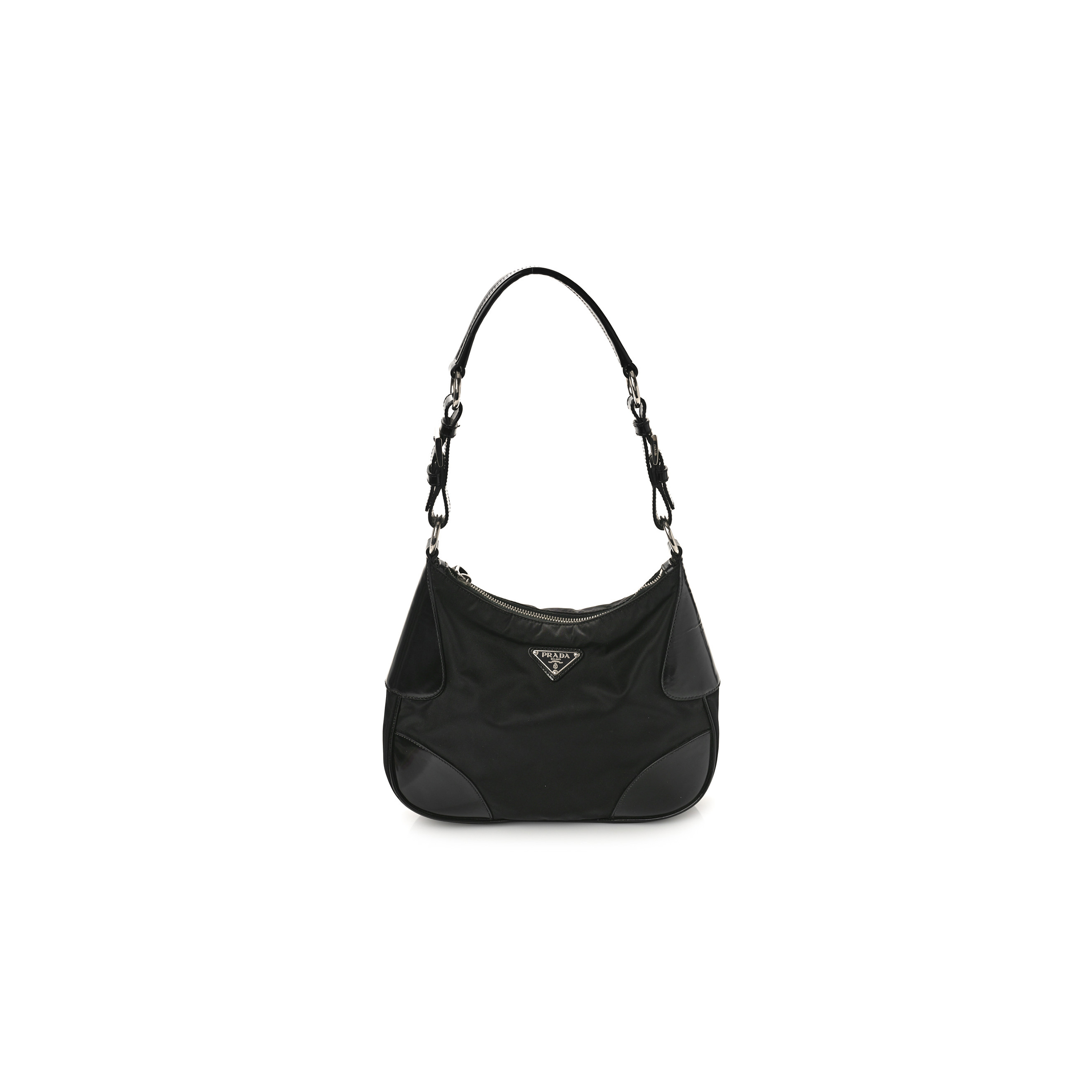 PRADA TESSUTO NYLON VITELLO HOBO NERO BLACK (31*23*11cm)