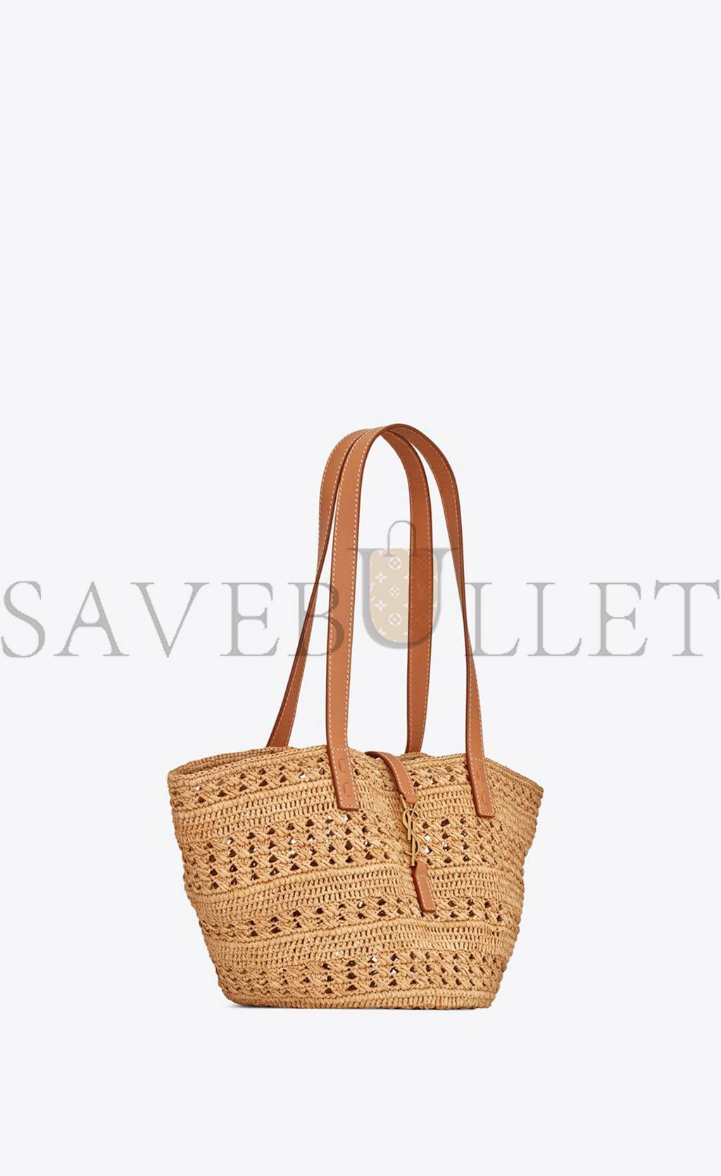 YSL PANIER SMALL BAG IN CROCHET RAFFIA AND SMOOTH LEATHER 685618GAAAC2080 (38*21*20cm)