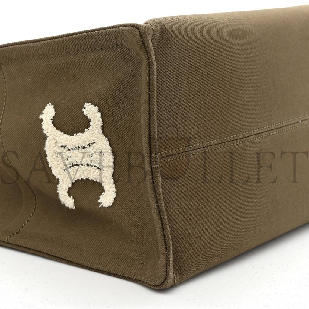 CELINE CANVAS CALFSKIN EMBROIDERED TRIOMPHE LARGE CABAS THAIS KHAKI TAN (41*29*17cm)