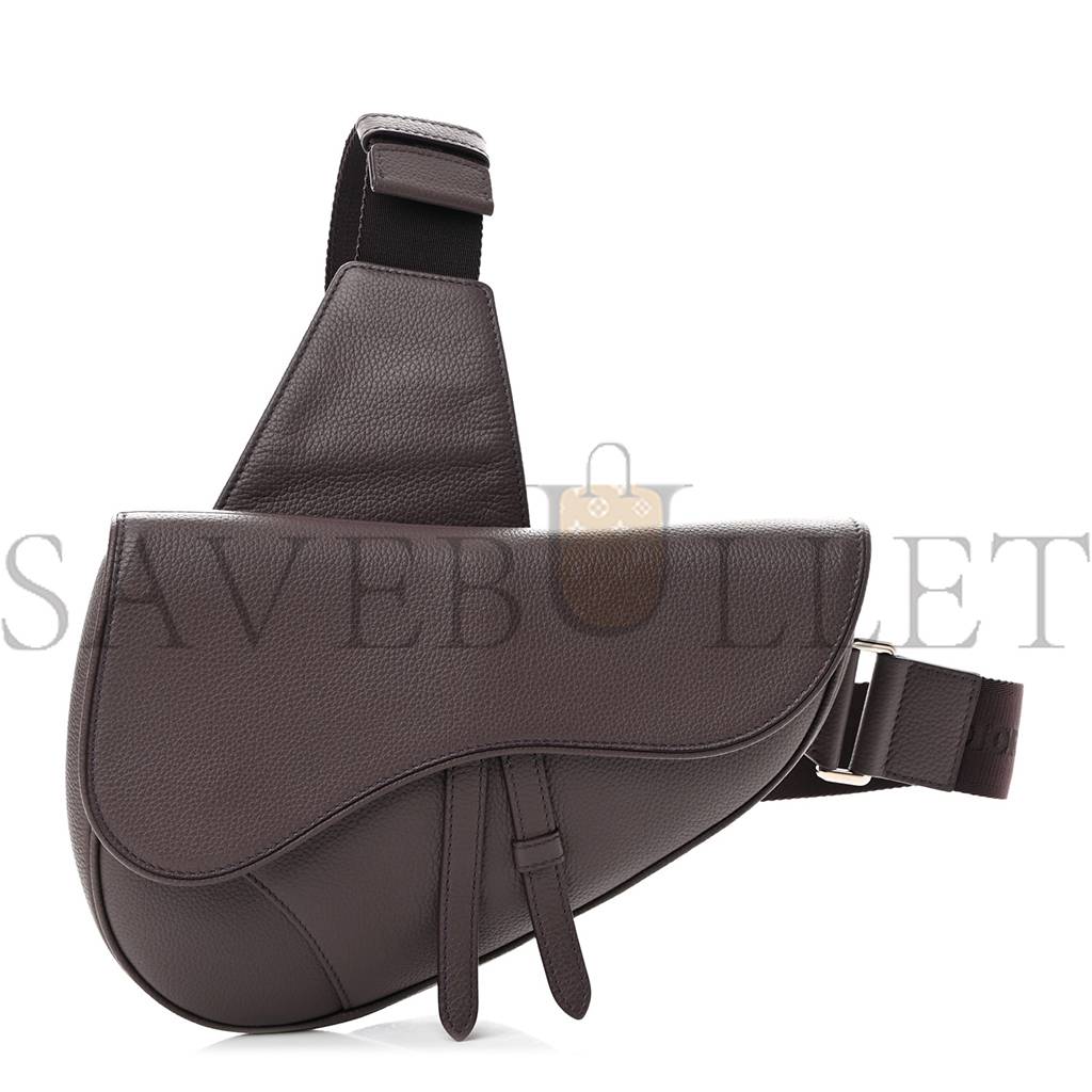 DIOR GRAINED CALFSKIN KIM JONES SADDLE BAG AMARANTH (27*22*3.8cm)