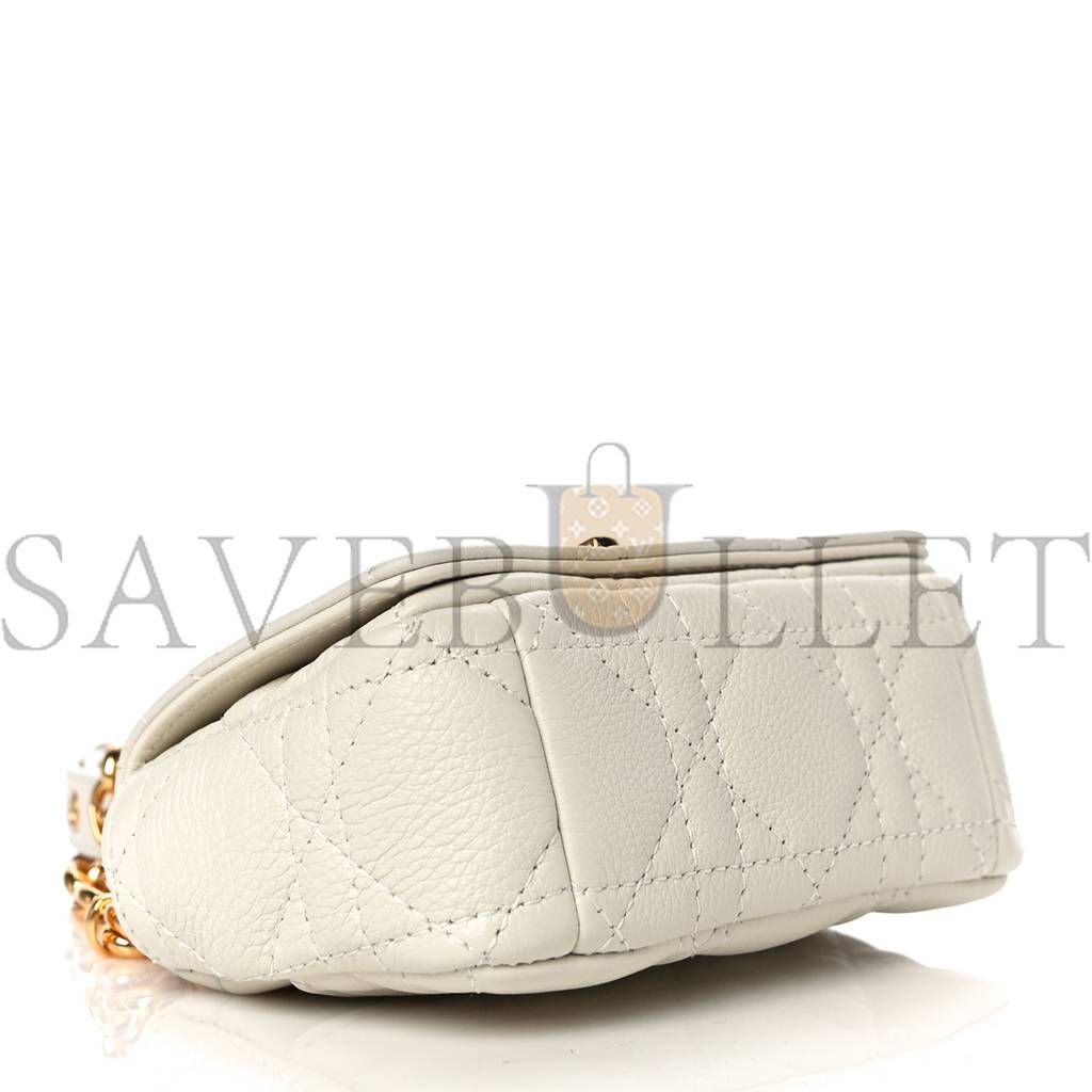 DIOR SUPPLE CALFSKIN CANNAGE MICRO CARO BAG LATTE (13*8*5.7cm)