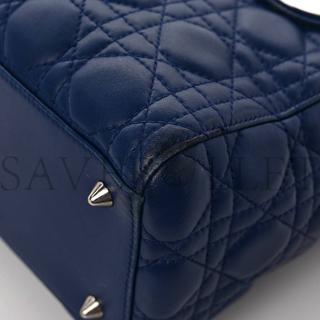 DIOR LAMBSKIN CANNAGE MEDIUM LADY DIOR NAVY (24*20*11.4cm)