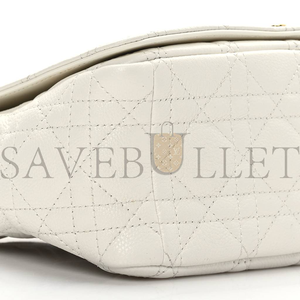 DIOR SUPPLE CALFSKIN CANNAGE MEDIUM CARO BAG IVORY (25*15*8.9cm)