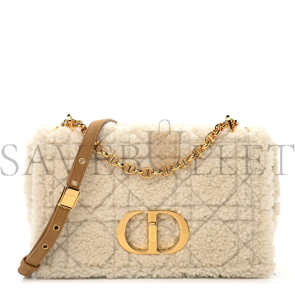 DIOR SHEARLING CANNAGE MEDIUM CARO BAG NATURAL (28*17*9.5cm)