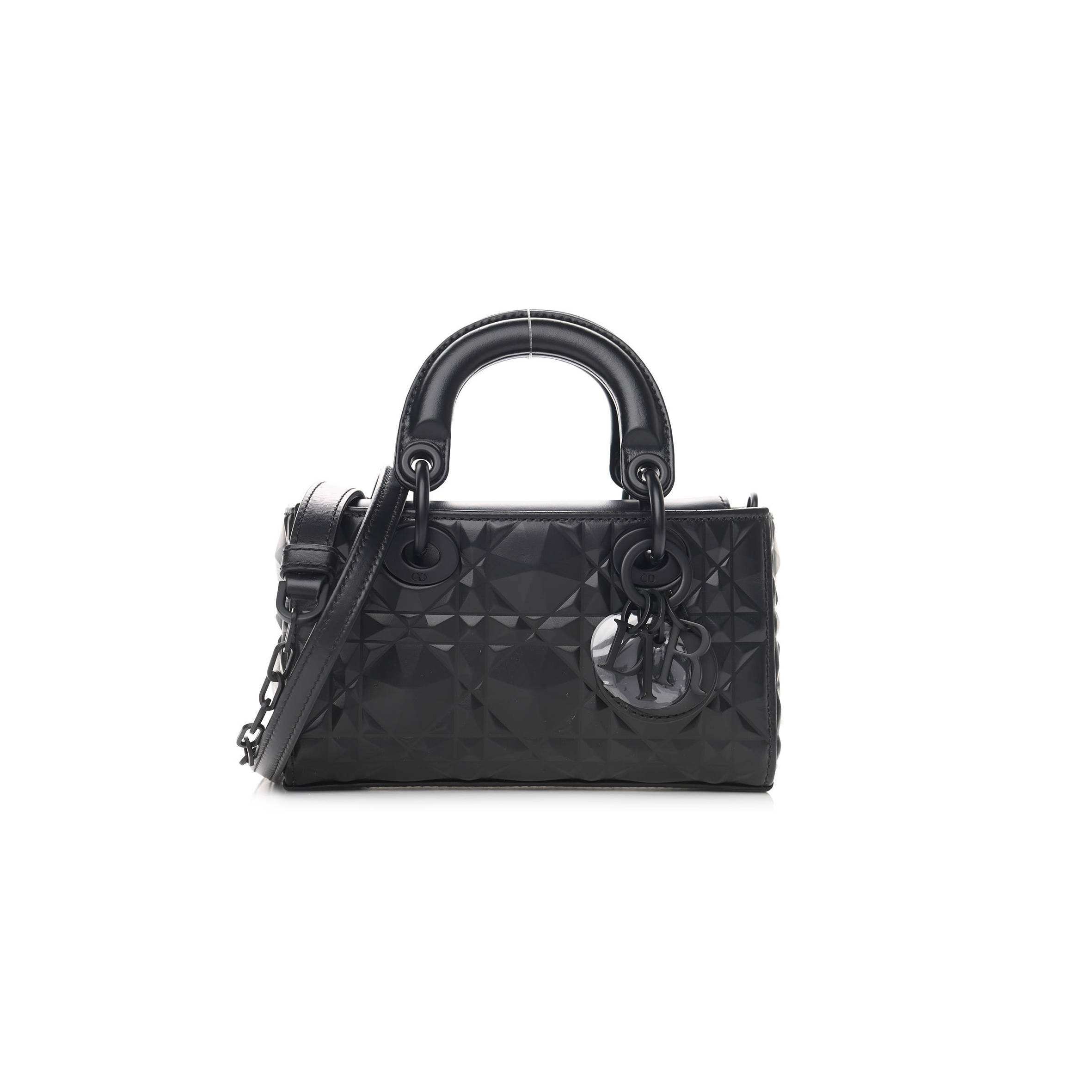 DIOR CALFSKIN CANNAGE DIAMOND MICRO LADY D-JOY BLACK (17*10*8.9cm)