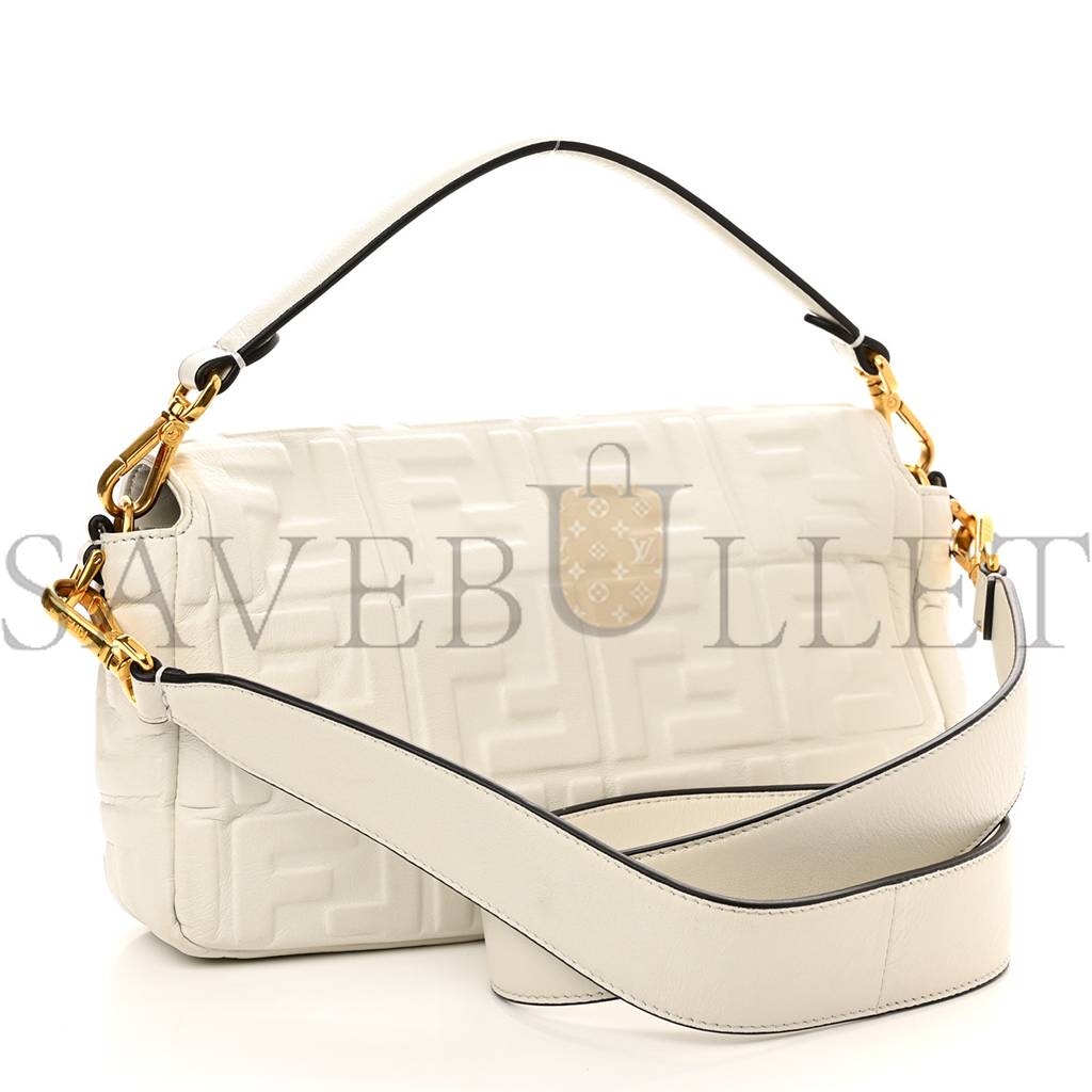 FENDI NAPPA FF 1974 EMBOSSED BAGUETTE WHITE (25*20*8cm)