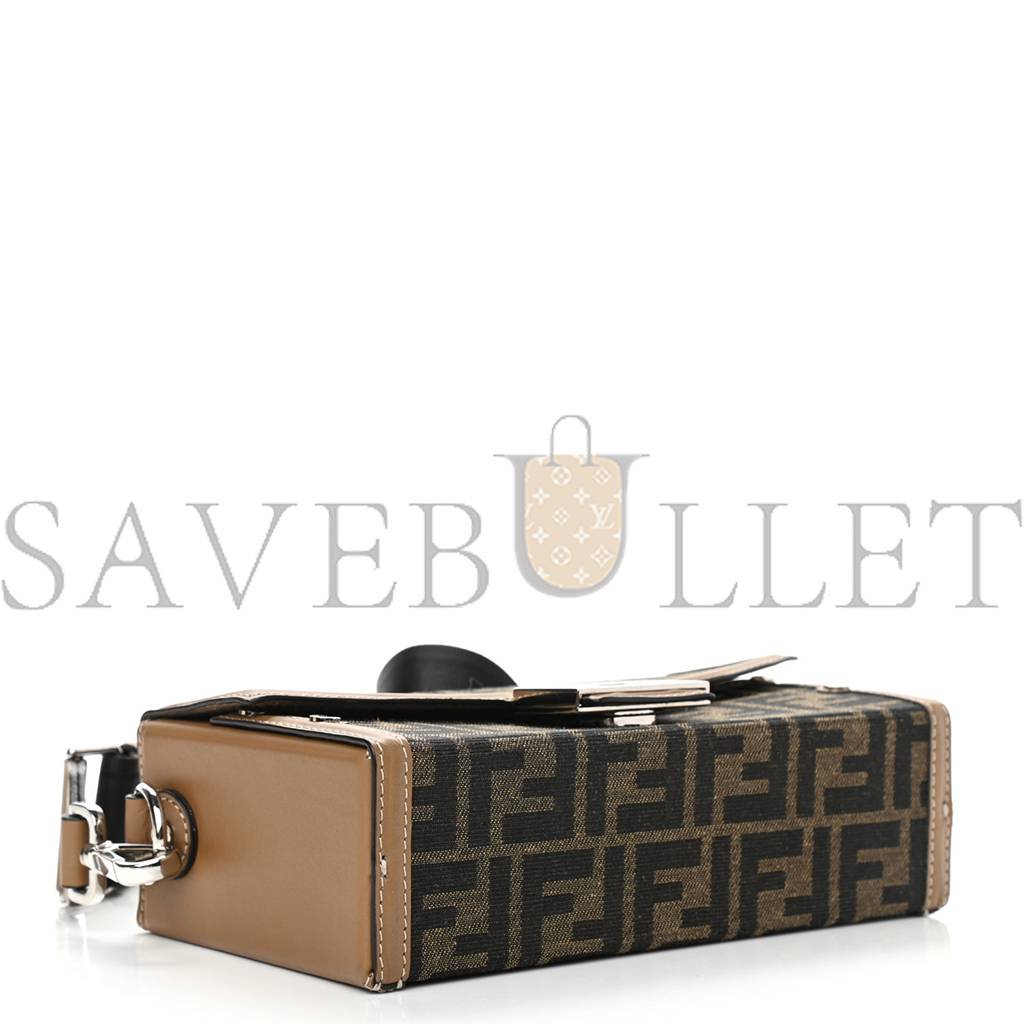 FENDI RECYCLED FABRIC JACQUARD VITELLO KING FF 1974 BAGUETTE SOFT TRUNK TOBACCO MORO SAND (28*15*6cm)